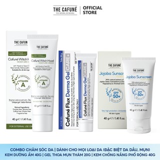  Combo Khuyên Dùng Cho Da Mụn Kem Chống Nắng Gel Chấm Mụn Cafuné Flux Kem Dưỡng Ẩm The Cafuné Dành Cho Da Mụn 120gram 