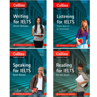 Chon bộ, Lẻ - Collins English For IELTS Reading, Writing, Listening, Speaking (Bản đen trắng, Kèm file Audio) (TA)
