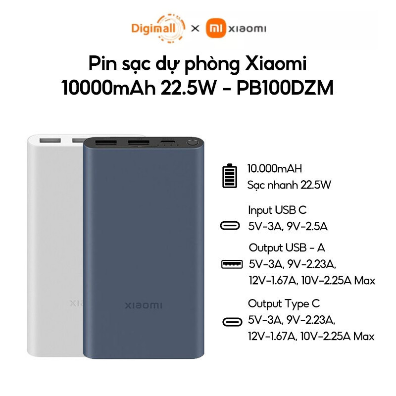 Pin sạc dự phòng Xiaomi Mi Gen 3, Gen 4 Dung lượng 10000 mAh| Công suất 18W| Hỗ trợ sạc nhanh - Hàng chính hãng