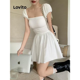 Đầm Lovito cơ bản màu trơn phong cách thường ngày cho nữ LNE50219
