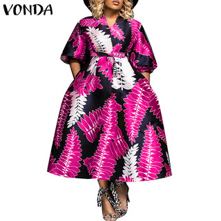 Đầm dài vừa in hình cổ đứng cổ điển VONDA dành cho nữ