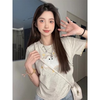 Áo thun nữ LIVE GREAT, vai phải, tay ngắn, áo đơn giản giản giản dị phong cách Hàn Quốc dễ thương