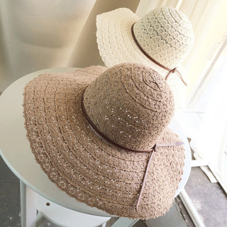 Ren Rỗng Mũ Che Nắng Cotton Vành Lớn Mũ Đi Biển Mùa Hè Có Thể Gập Lại Mũ Chống Nắng