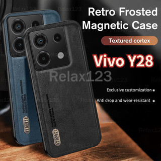 Dành Cho Vivo Y28 4G VivoY28 4G VivoY 28 4G 2024 Vỏ Điện Thoại Da Từ Tính TPU Khung Mềm Bảo Vệ Mặt Sau