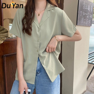 Du YAN Áo thun nữ tay ngắn một ngực dáng rộng phong cách Hàn Quốc