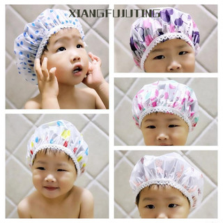 Xiangfujuting Mũ trùm đầu đàn hồi chống nước cho trẻ em tắm
