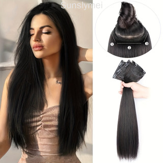 60cm Dài Thẳng Tóc Tổng Hợp Ba Mảnh Nối Dài Tóc Cho Nữ Chịu Nhiệt Tóc