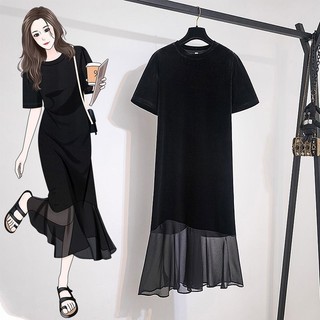 Qianqian QQ Khuyến Mãi Sản Phẩm Mới Xuất Khẩu Ngoại Thương Cao Cấp Nhãn Cắt Thương Hiệu Lớn Yu Đặt Hàng Mùa Xuân Mùa Hè Kích Thước Lớn Rời Thường Ngày Retro Váy Voan Tay Ngắn Nữ Tik Tok Hot