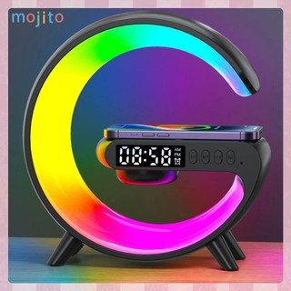 Đế sạc không dây Đồng hồ báo thức đèn ngủ đầu giường Loa BT Đèn RGB thông minh
