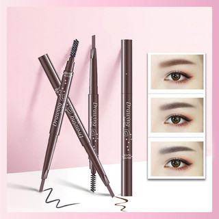 Bút chì kẻ mày xoay tự động hai đầu Chống nước Chống mồ hôi Không phai màu Tam giác mỏng lâu trôi