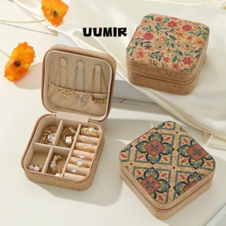 Hộp đựng đồ trang sức, Hộp đựng bông tai nhẫn hữu ích di động, Hộp đựng vòng cổ bằng gỗ nút chai đơn giản Đồ dùng du lịch