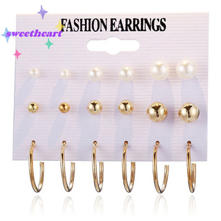 [Người yêu] 9 / 12 đôi / bộ Bông tai nữ Bông tai ngọc trai dành cho nữ Trang sức Zircon bốn móng tay hình học Bông tai hình trái tim pha lê [MỚI]