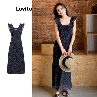 Lovito Đầm xòe chấm bi thanh lịch cho nữ L90AD157