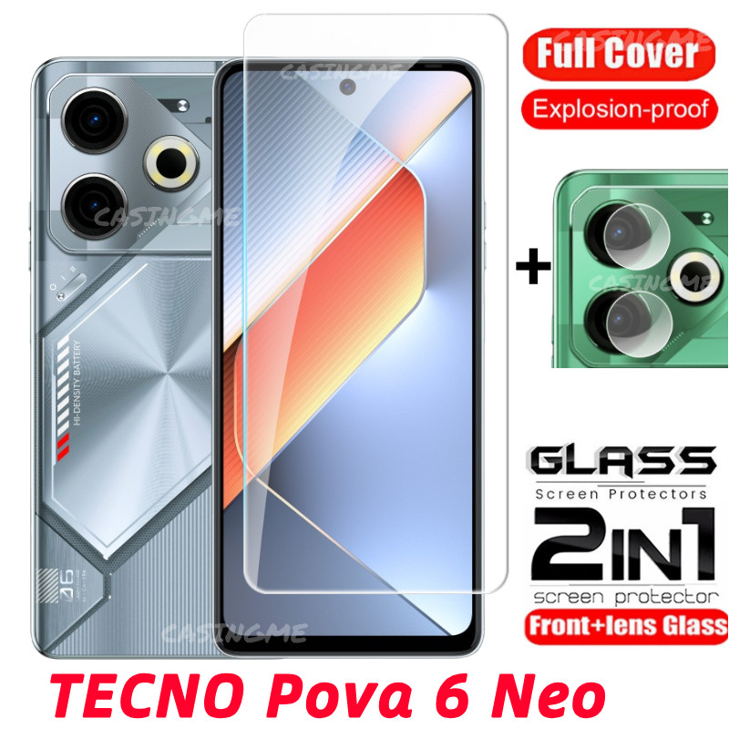 Tecno Pova 6 Neo 2024 Phim Bảo Vệ Màn Hình 2 Trong 1 Full Cover Kính Cường Lực Cho TECNO Pova 6 Pova