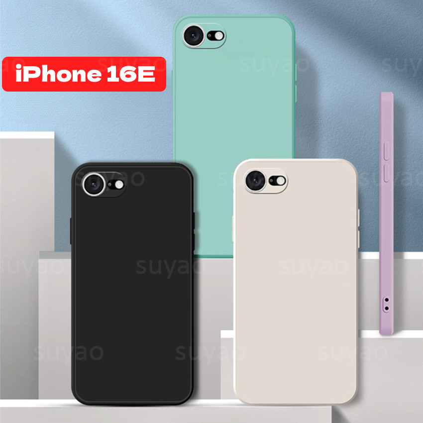 Dành Cho iPhone 16 E 16E 17E 2025 Ốp Điện Thoại TPU Mềm Cao Su Vuông Vỏ Giáp iPhone16E Chống Sốc Đơn