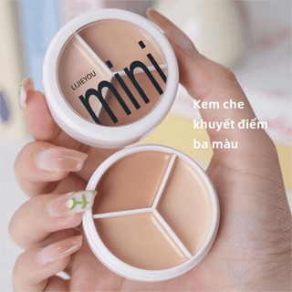 LIJIEYOU Kem che khuyết điểm ba màu che phủ khuyết điểm vết mụn quầng thâm và đường rách kem nền tạo khối mà không cần tẩy trang