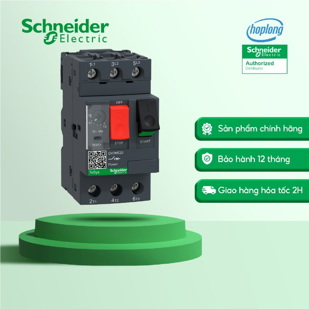 Cầu dao bảo vệ động cơ Schneider GV2ME20 690VAC IP20 7.5kW 3P