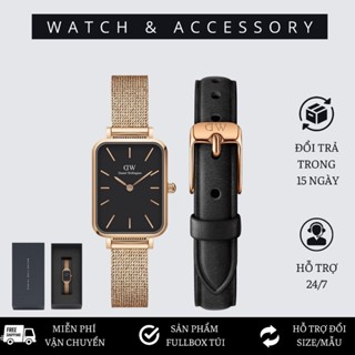 Đồng Hồ Nữ Daniel Welington Quadro Pressed Melrose Black & Dây Da Sheffield Chính Hãng - DANIEL WATCH STORE VN
