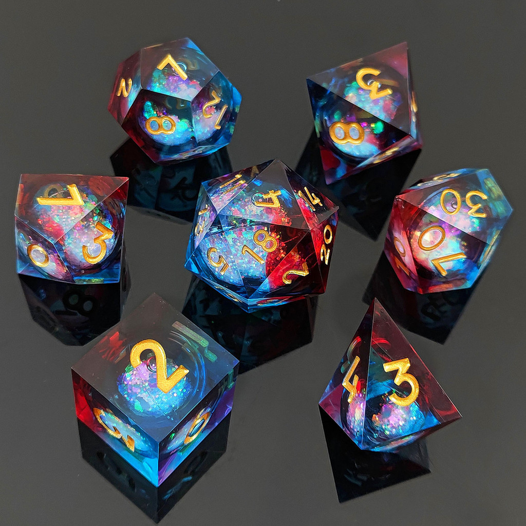 Set 7 xúc xắc đa diện phong cách Dùng Để Chơi Game RPG DND  Resin COC Running Group Dice Set DND Dun