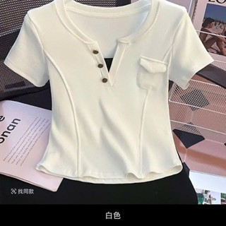 Áo Thun Nữ , Áo Thun Baby Tee  Cổ Chữ V Nắp Túi ôm Dáng , áo Kiểu Chất Liệu Tăm Xịn