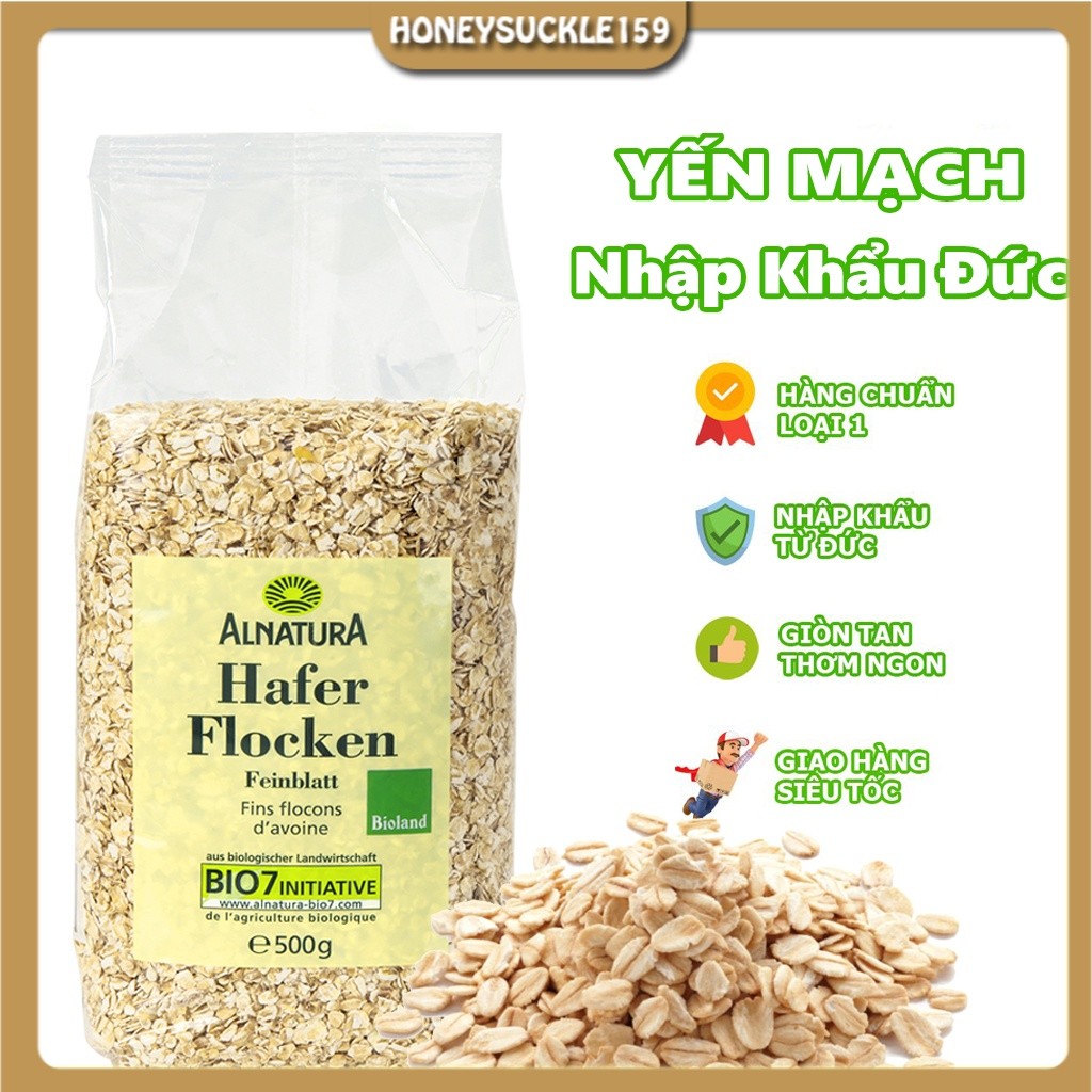 Yến mạch Cán Dẹt & Cán Vỡ Hafer Flocken 500gr, yến mạch giảm cân và ăn kiêng