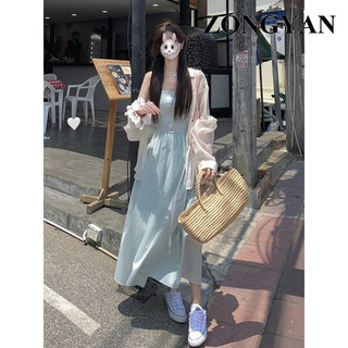 ZONGYAN váy Đầm váy nữ body đầm Fashion hàn quốc thời trang Minimalist WLQ2440GN1 15Z240412