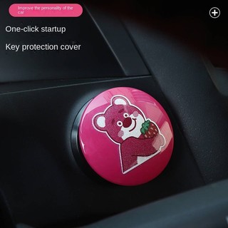 New styles Car Interior Design Modification One-Click Start Protection Cover Strawberry Bear Cartoon Cute Decorative Stickers Ignition Switch Button Ring Cute Car Decoration 0Ncl