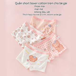 Quần lót boxer trẻ em, mỏng phong cách mùa hè, thoáng khí, thoải mái và mát mẻ, vải cotton thoáng khí, eo giữa, thuận tiện cho việc di chuyển, quần đùi boxer bé gái khỏe mạnh