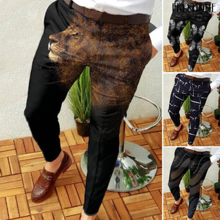 [Fo] Quần Phù Hợp Với Quần In Hình Trừu Tượng Quần Co Giãn Túi Ôm Quần Dành Cho Doanh Nhân