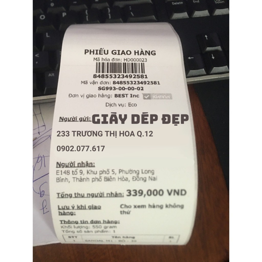 Decal nhiệt K80 liên tục, Giấy in bill bóc dán 76x30m dùng in đơn Livestream