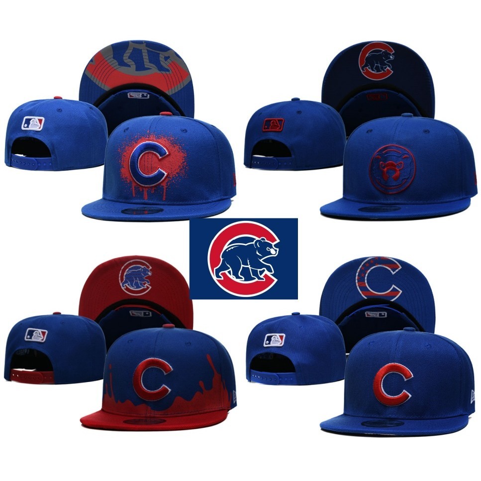 Mlb Chicago Cubs Du lịch mới Mũ bóng chày thông thường Màu xanh hợp thời trang và thời trang Có thể điều chỉnh chữ cái có hoa văn Mũ vành phẳng