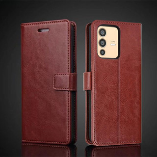 Hộp Đựng Thẻ Cho Vivo V23 5G Da Pu Flip Cover Retro Ví Điện Thoại Kinh Doanh Fundas Coque