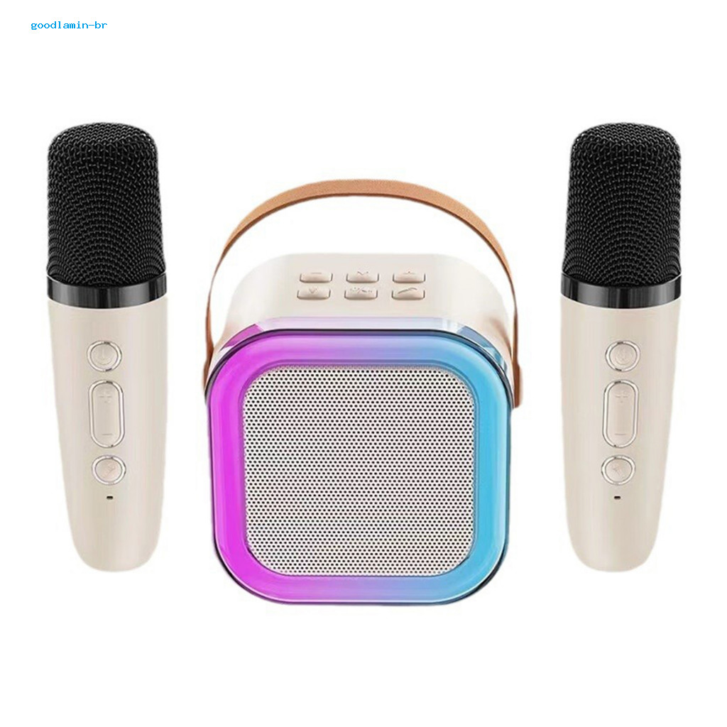[Gl] Micro không dây Mini Loa không dây Máy Karaoke Mini cầm tay có micrô không dây và đèn Rgb Đồ chơi loa Ktv tương thích Bluetooth để hát vui nhộn