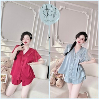 Đồ ngủ nữ bigsize đồ bộ đùi tay ren cúc bọc lụa latin cao cấp