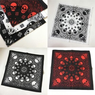 GOUPDO Khăn vuông Cotton, Khăn quàng cổ hình đầu lâu chống gió họa tiết điều Hip Hop, Phong cách phương Tây 100% Cotton Chất liệu chống nắng Khăn quàng cổ nữ