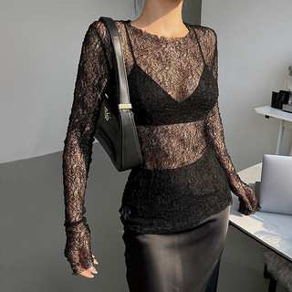 Quan điểm của phụ nữ Cổ tròn gợi cảm Slim Fit Áo dài tay màu trơn