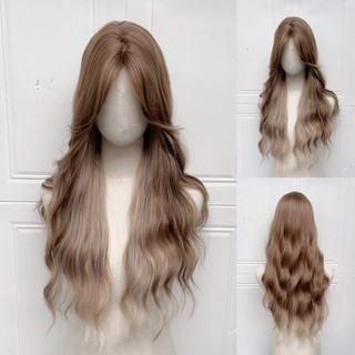 Xingcheng 189 Tóc Giả Nữ Tóc Dài Vàng Nâu Nổi Bật Màu Yu Qi Brother Cùng Phong Cách Tự Nhiên Hàng Ngày Tóc Xoăn Full Mũ Phong Cách