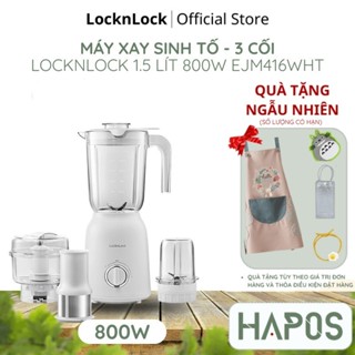 Máy xay sinh tố Locknlock Chính hãng 800W đa năng 1.5L EJM416WHT 3 cối nghiền đá có lọc bã hạt - HAPOS MALL OFFICIAL