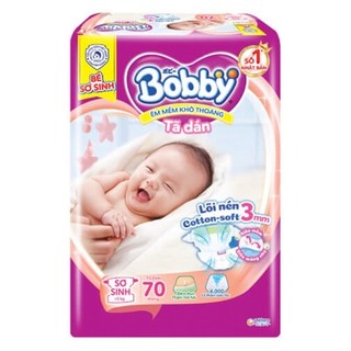 Tã dán Bobby siêu thấm - khô thoáng  (Sơ sinh, dưới 5kg, 70 miếng) - concung