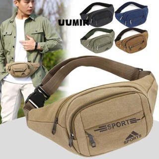 UUMIR Túi đeo chéo nam, Túi đeo vai ngực dung tích lớn bằng vải Canvas, Ví thời trang Túi chạy bộ Túi thắt lưng đa chức năng Đồ dùng du lịch ngoài trời