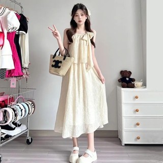 Set Nữ Siêu Tiên Nữ Phong Cách Ngọt Ngào Mùa Hè, Áo Yếm Thiết Kế Dây Buộc Cho Nữ, Chân Váy Cạp Cao, Bộ Hai Chiếc