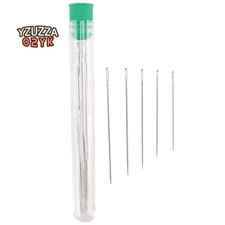 25 kim khâu mắt lớn - 5 kích cỡ kim may tay mắt lớn trong ống bảo quản trong suốt để khâu và thủ công