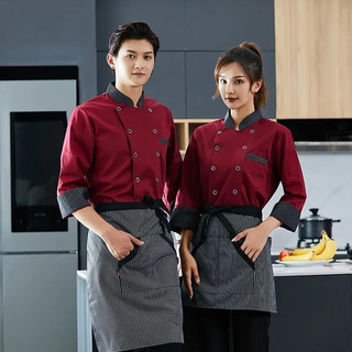 Quần yếm đầu bếp dài tay cửa hàng bánh nướng quần yếm khách sạn phục vụ nhà bếp lưng nấu ăn đồng phục đầu bếp nam và nữ