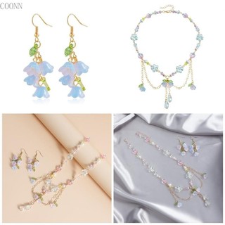 Vòng cổ mặt dây chuyền hoa đầy màu sắc Coonn với bông tai có thể điều chỉnh độ dài Choker Charm