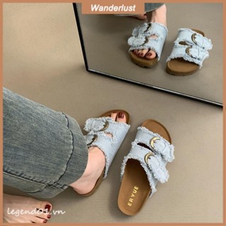 Dép Sandal Nữ Denim La Mã Phù Hợp Với Bãi Biển Bán Chạy