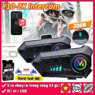 Y10 Intercom Tai Nghe Liên Lạc Bluetooth 5.3 Chống Nước Ipx6 Bộ Đàm Gắn Mũ Bảo Hiểm Dùng Khi Lái Xe （micro Mềm）