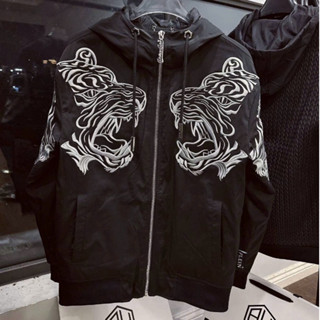 Áo Khoác, Áo Gió Dù Thêu Hổ Trắng Philipp Có Mũ 2 Lớp No.1 Studio Dày Dặn Mềm Mịn Thời Trang Unisex