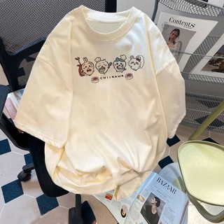  30-130kg  M-8XL áo phông nam big size Áo Thun Cotton Tay Ngắn Dòng Phim hoạt hình Kiikawa chan in Phong Cách Harajuku Dành Cho Nam Nữ Q22 