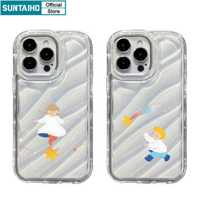 Suntaiho Vỏ Dễ Thương Độc Đáo Ngôi Sao Cặp Đôi Họa Tiết Ốp lưng Cho Iphone 11 12 13 14 15 16 Pro Max IP 7 8 Plus Iphon X Xs XR Xs Max TPU Mềm Cao Cấp Chống Sốc Ốp Lưng