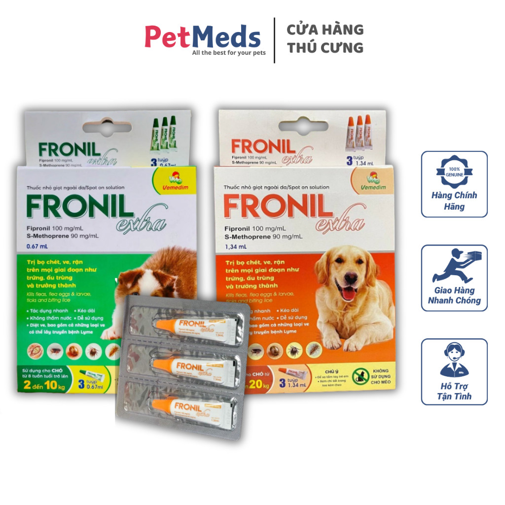 Fronil Extra Vemedim Tuýp Nhỏ Gáy Diệt Ve Rận Bọ Chét Cho Chó